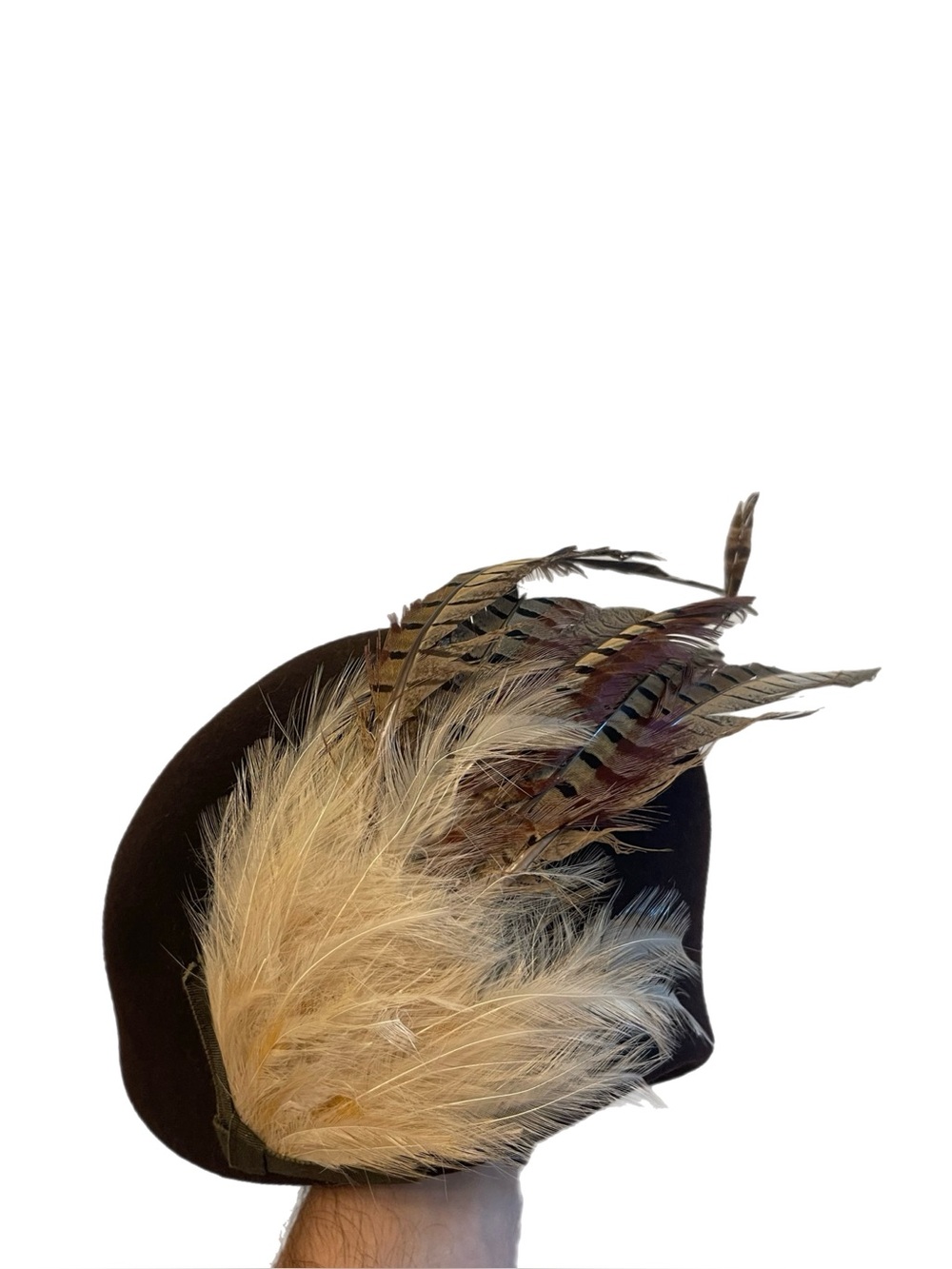 RARE COLLECTIBLE! Vintage 1950’s Mr. Charles 100% Wool Felt Feather Pillbox Hat